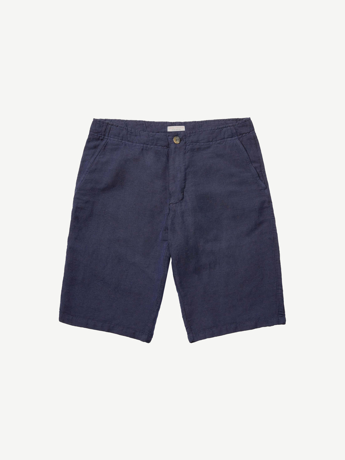 Luca Faloni Linen Bermuda Shorts - Navy Blue - view 5