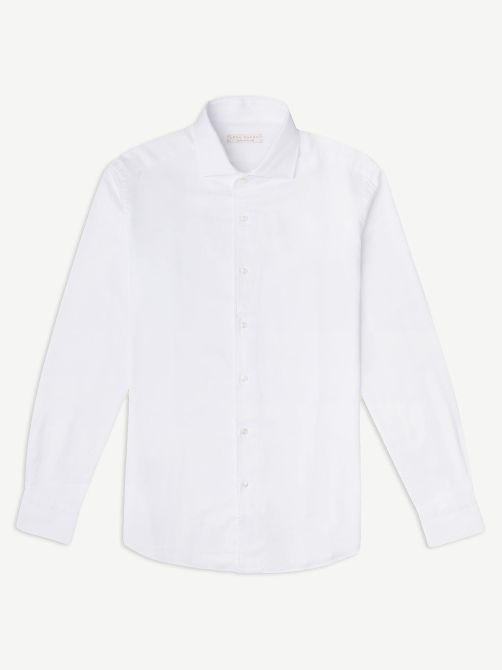 Front view of the white Oxford Cotton Shirt from Luca Faloni against a plain background.