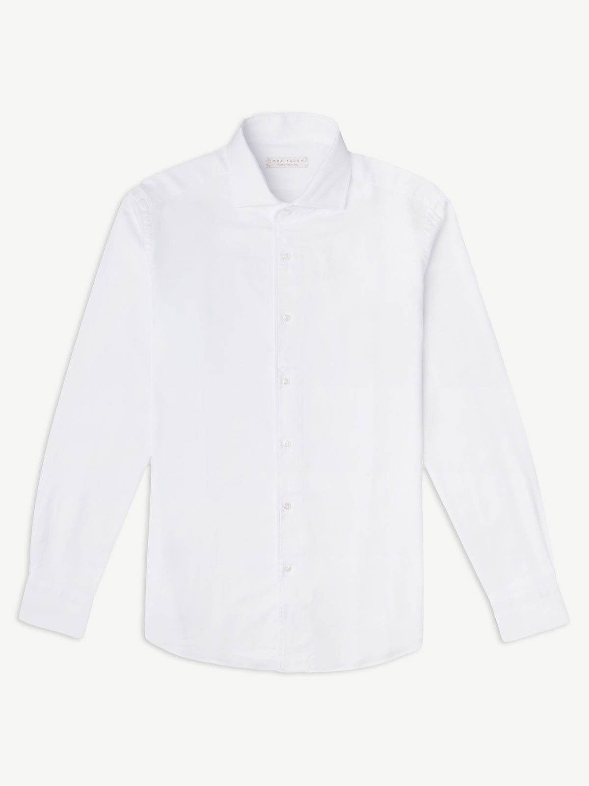 Front view of the white Oxford Cotton Shirt from Luca Faloni against a plain background.