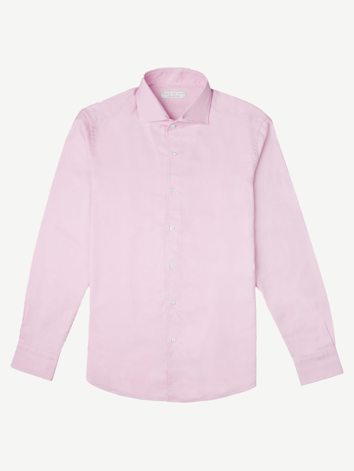 Front view of the Luca Faloni Oxford Cotton Shirt in light pink on a white background.