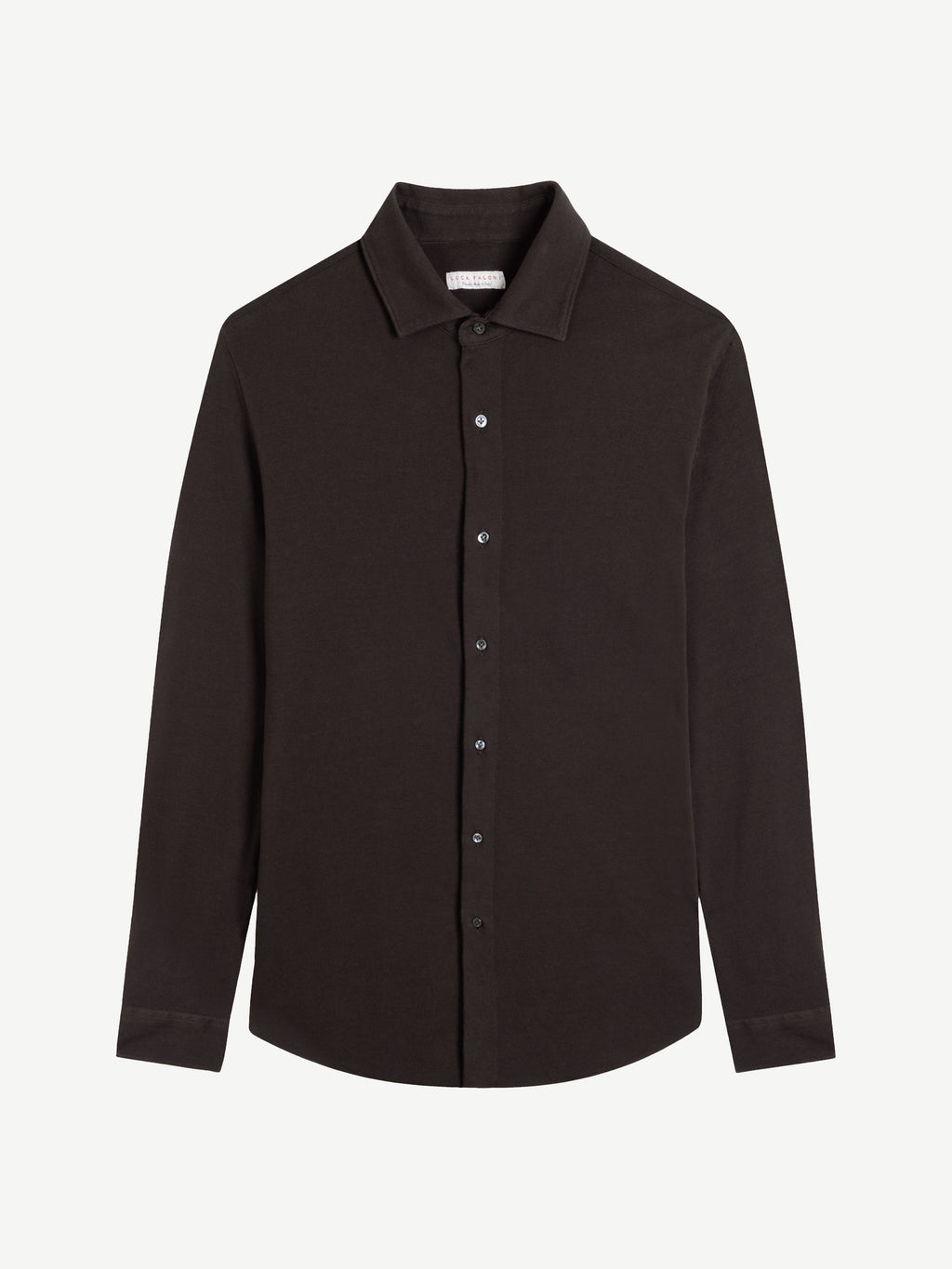 Luca Faloni Cotton Piqué Siena Shirt - Chocolate Brown - view 5