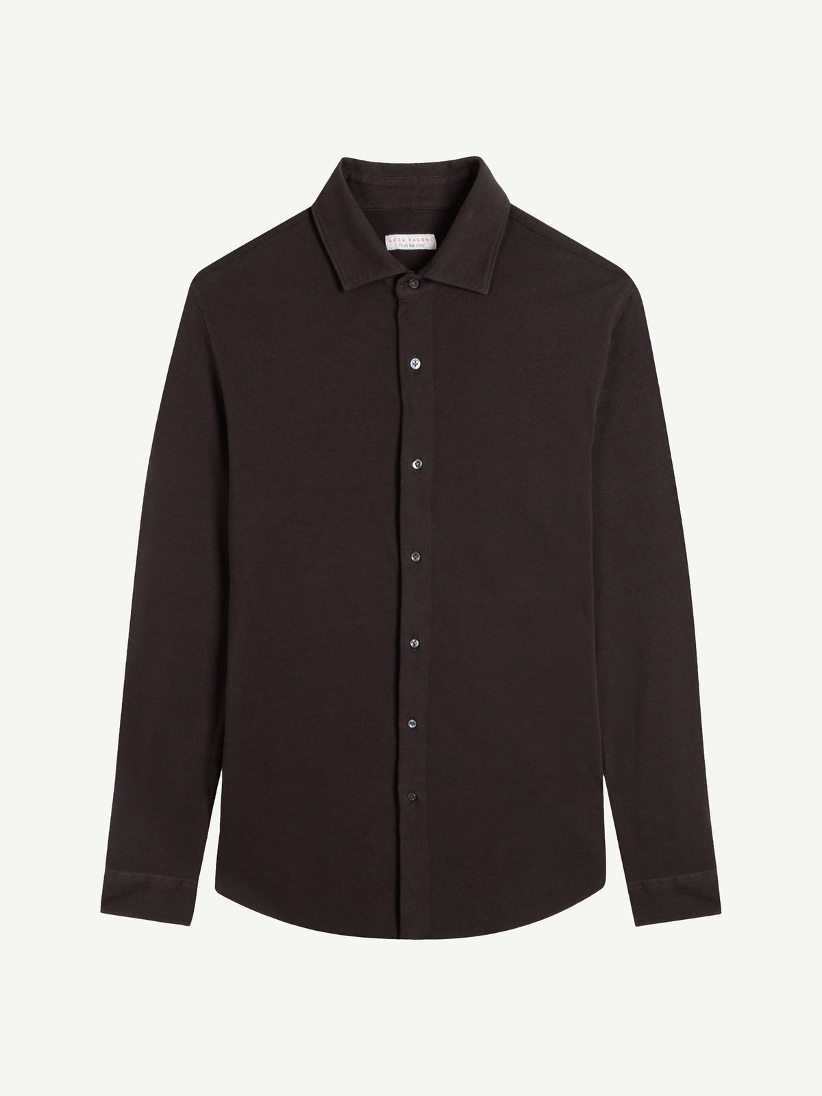Luca Faloni Cotton Piqué Siena Shirt - Chocolate Brown - view 5