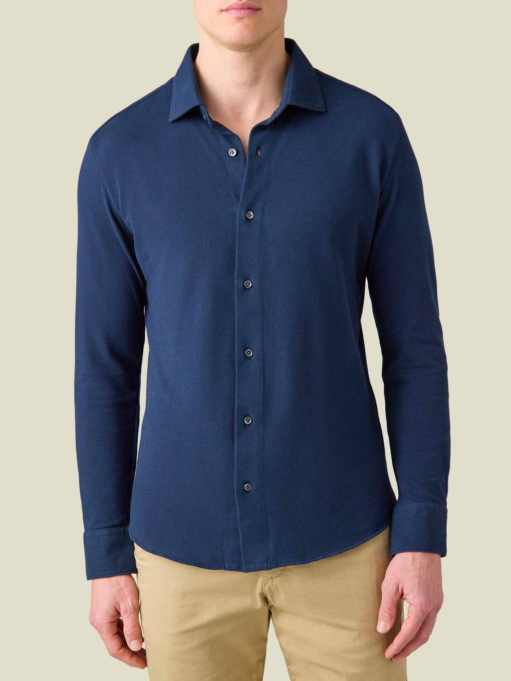 Luca Faloni Cotton Piqué Siena Shirt - Navy Blue - view 1