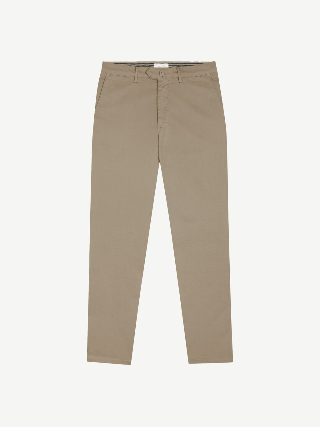 Luca Faloni Lightweight Cotton Chinos in sandy beige, laid flat on a white background.