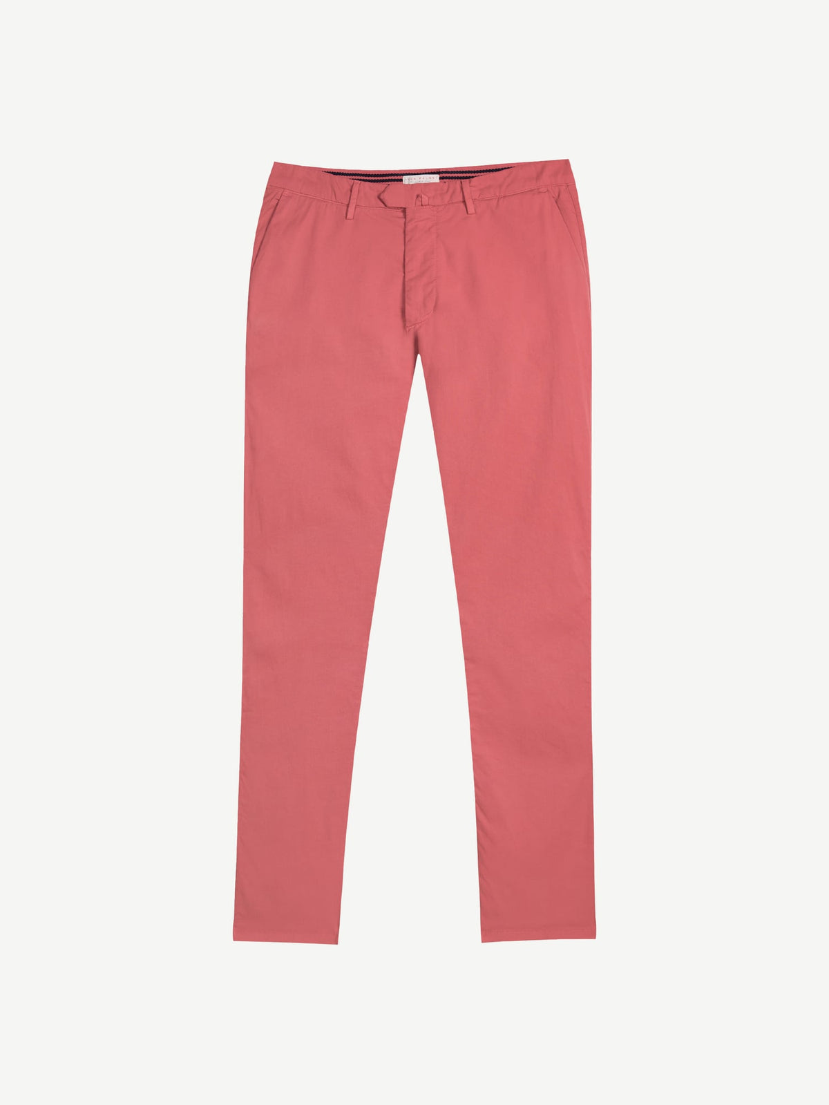 Front view of the Luca Faloni Lightweight Cotton Chinos in dusty rose, laid flat against a white background.