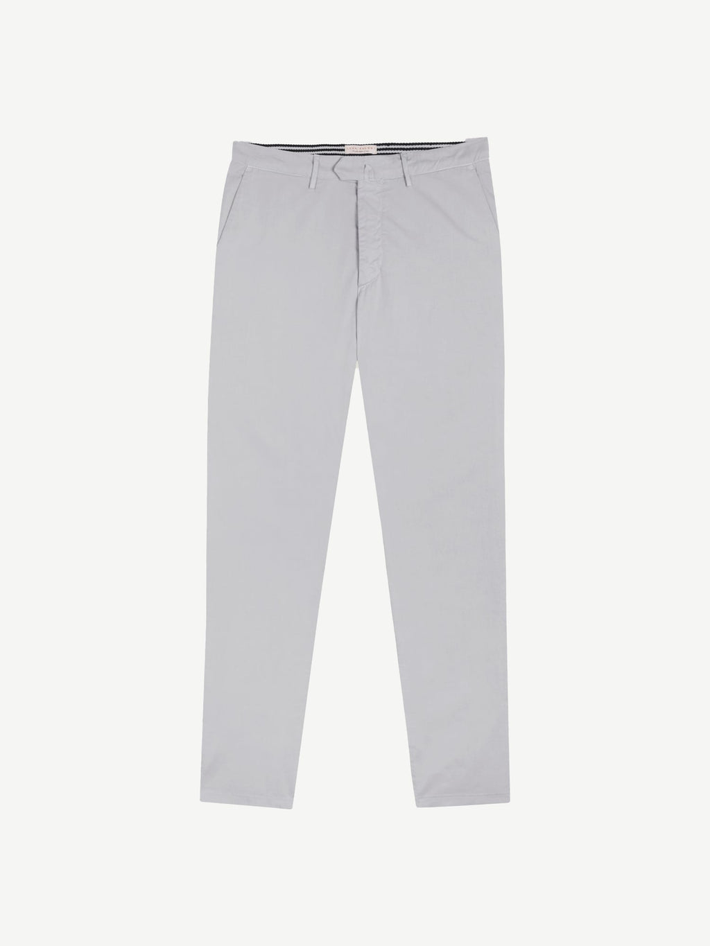 Flat lay of Luca Faloni's light grey Lightweight Cotton Chinos.