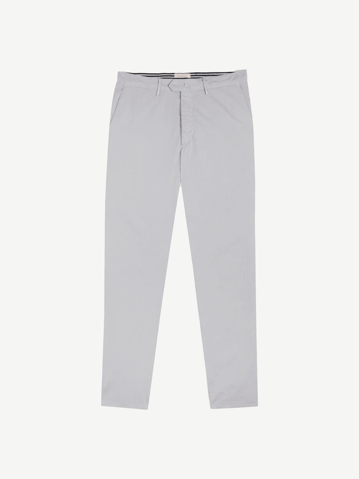 Flat lay of Luca Faloni's light grey Lightweight Cotton Chinos.