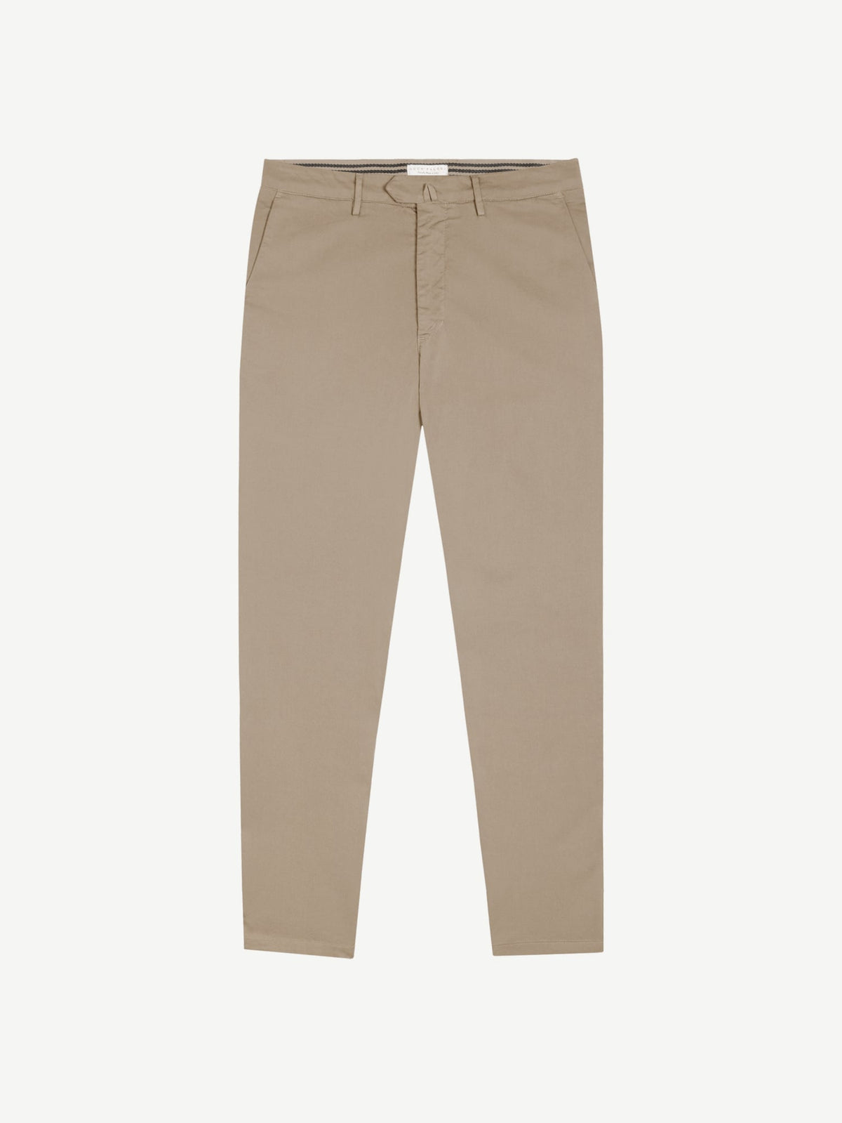 Front view of the Luca Faloni light brown Cortina Cotton Chinos laid flat against a white background.