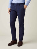 A model wears the Navy Blue Cortina Cotton Chinos, showcasing the slim, tapered fit against a neutral studio background.