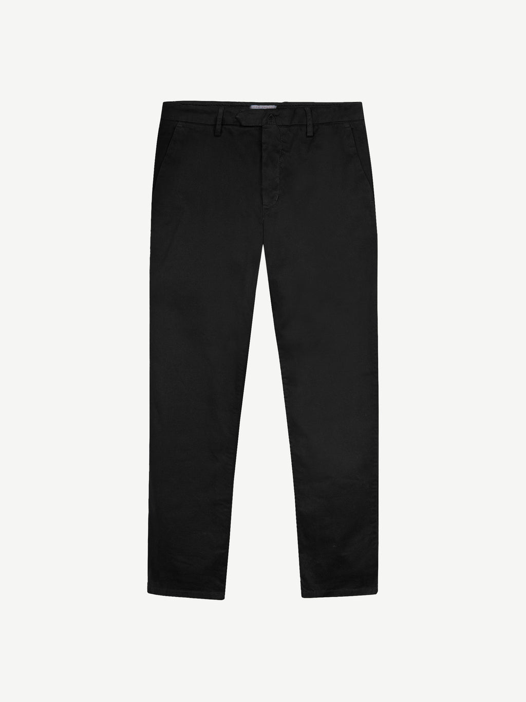 Front view of the Luca Faloni Cortina Cotton Chinos in black, laid flat.