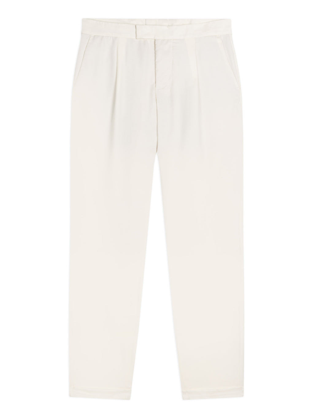 Front view of the Luca Faloni Wool Pleated Trousers in ivory, laid flat on a white background.