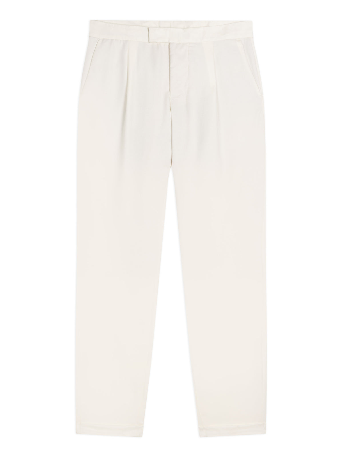 Front view of the Luca Faloni Wool Pleated Trousers in ivory, laid flat on a white background.