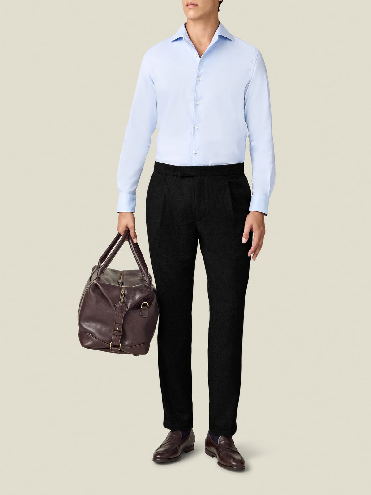 Luca Faloni Virgin Wool Pleated Trousers - Black - view 4