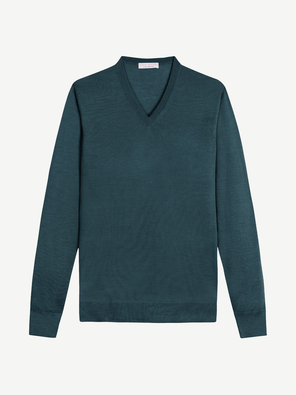 Luca Faloni Silk-Cashmere V Neck - Forest Green - view 5