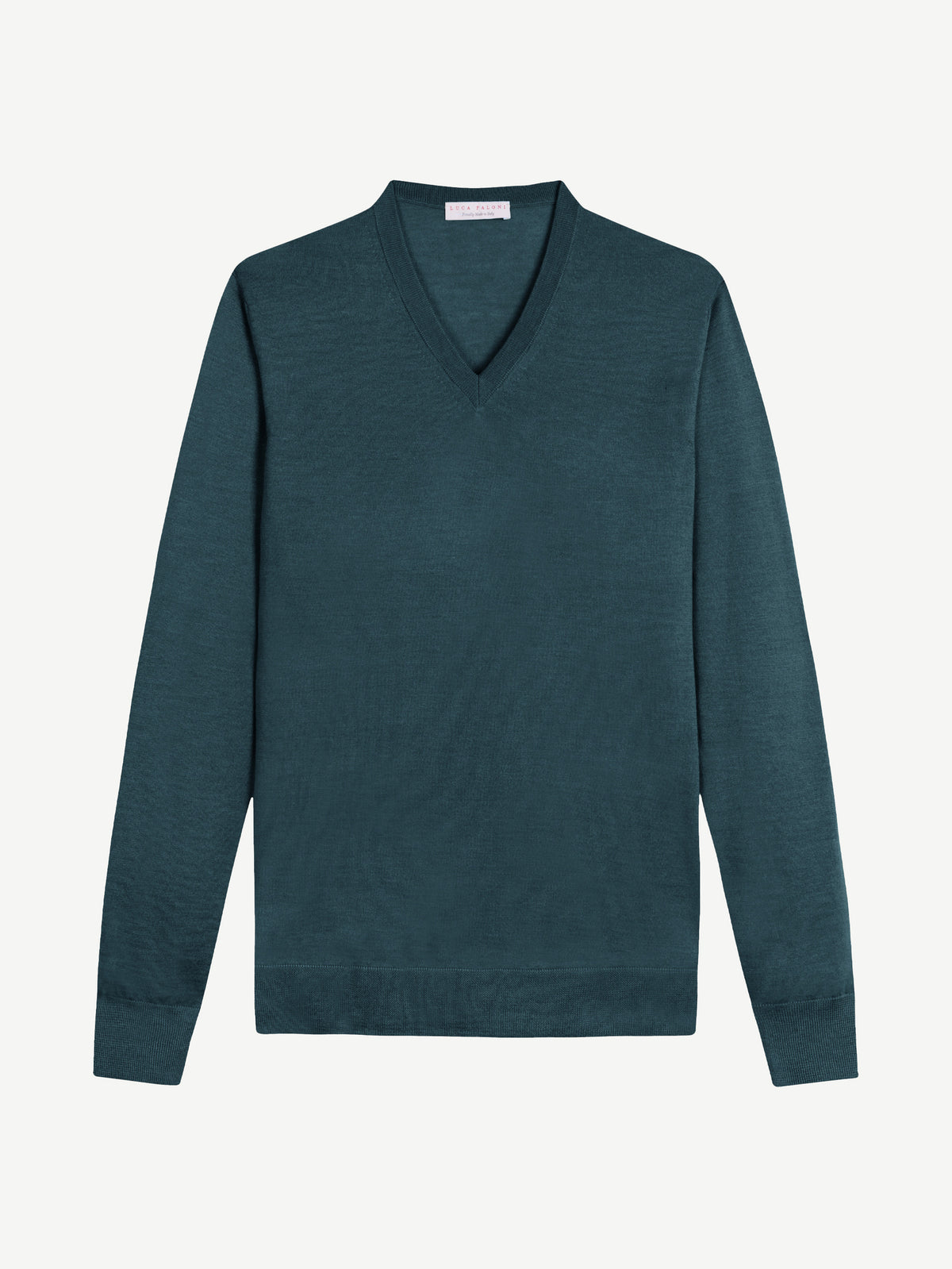 Luca Faloni Silk-Cashmere V Neck - Forest Green - view 5