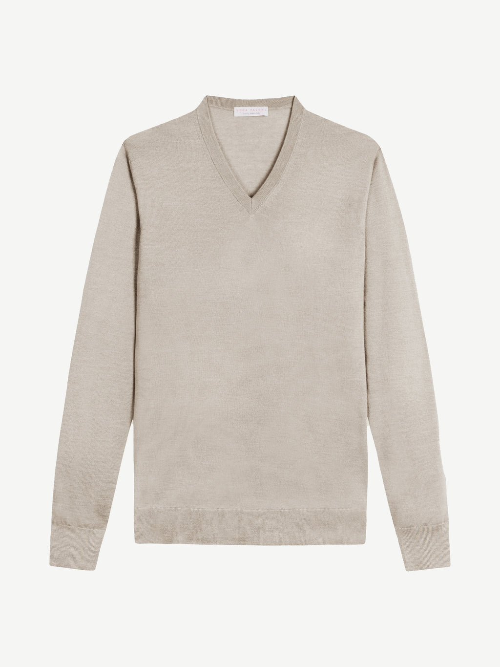 Luca Faloni Silk-Cashmere V Neck - Oatmeal - view 5