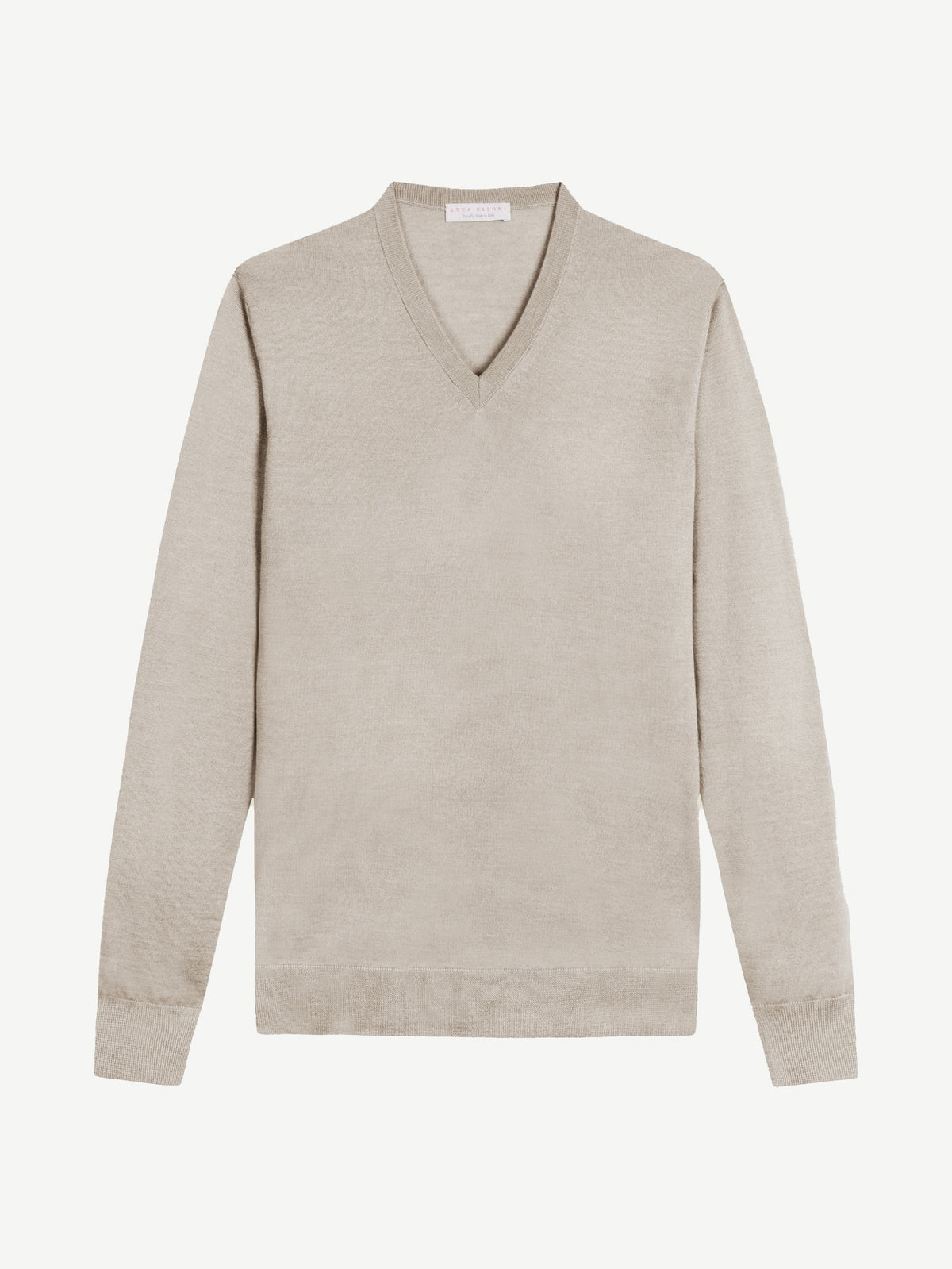 Luca Faloni Silk-Cashmere V Neck - Oatmeal - view 5