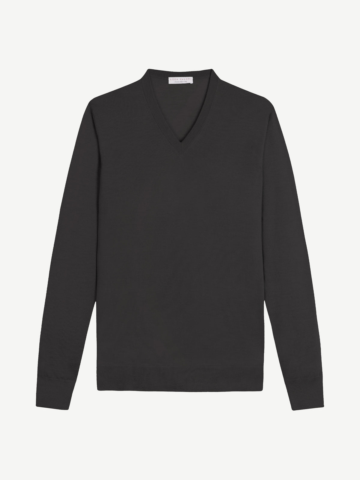 Luca Faloni Silk-Cashmere V Neck - Charcoal Grey - view 5