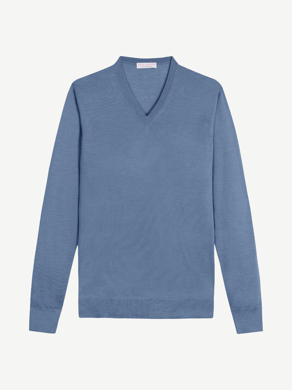 Luca Faloni Silk-Cashmere V Neck - Azure - view 5