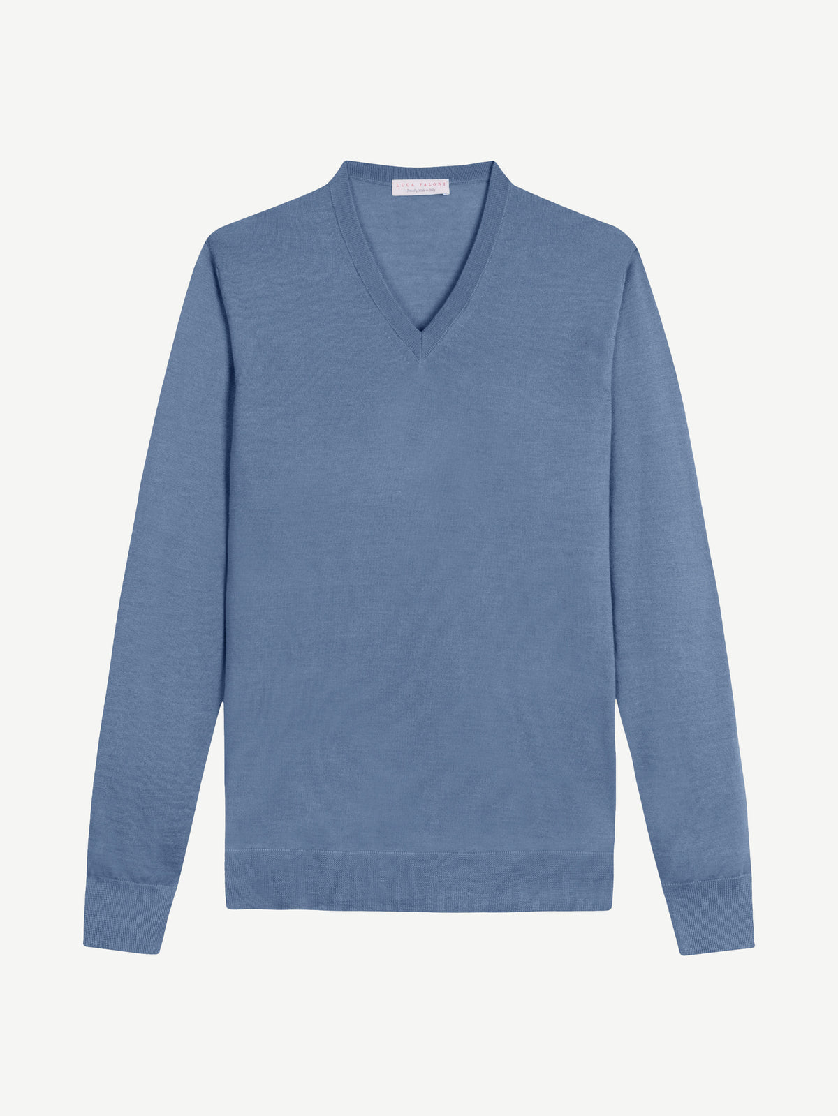 Luca Faloni Silk-Cashmere V Neck - Azure - view 5