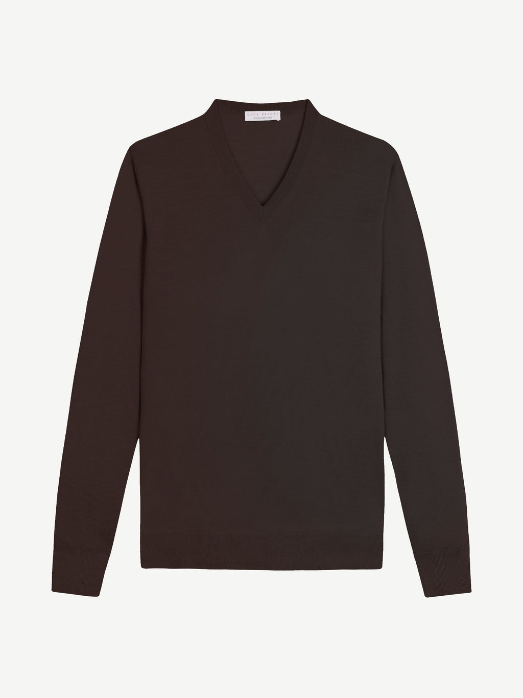 Luca Faloni Silk-Cashmere V Neck - Chocolate Brown - view 5