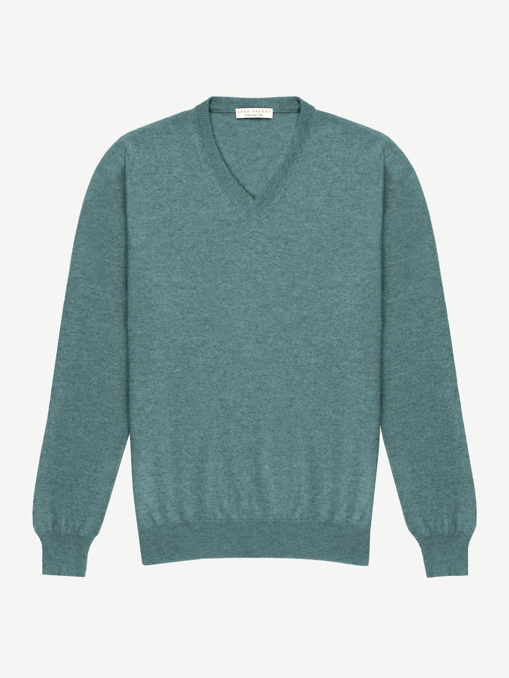 Luca Faloni 2-Ply Cashmere V Neck - Marine Green - view 4