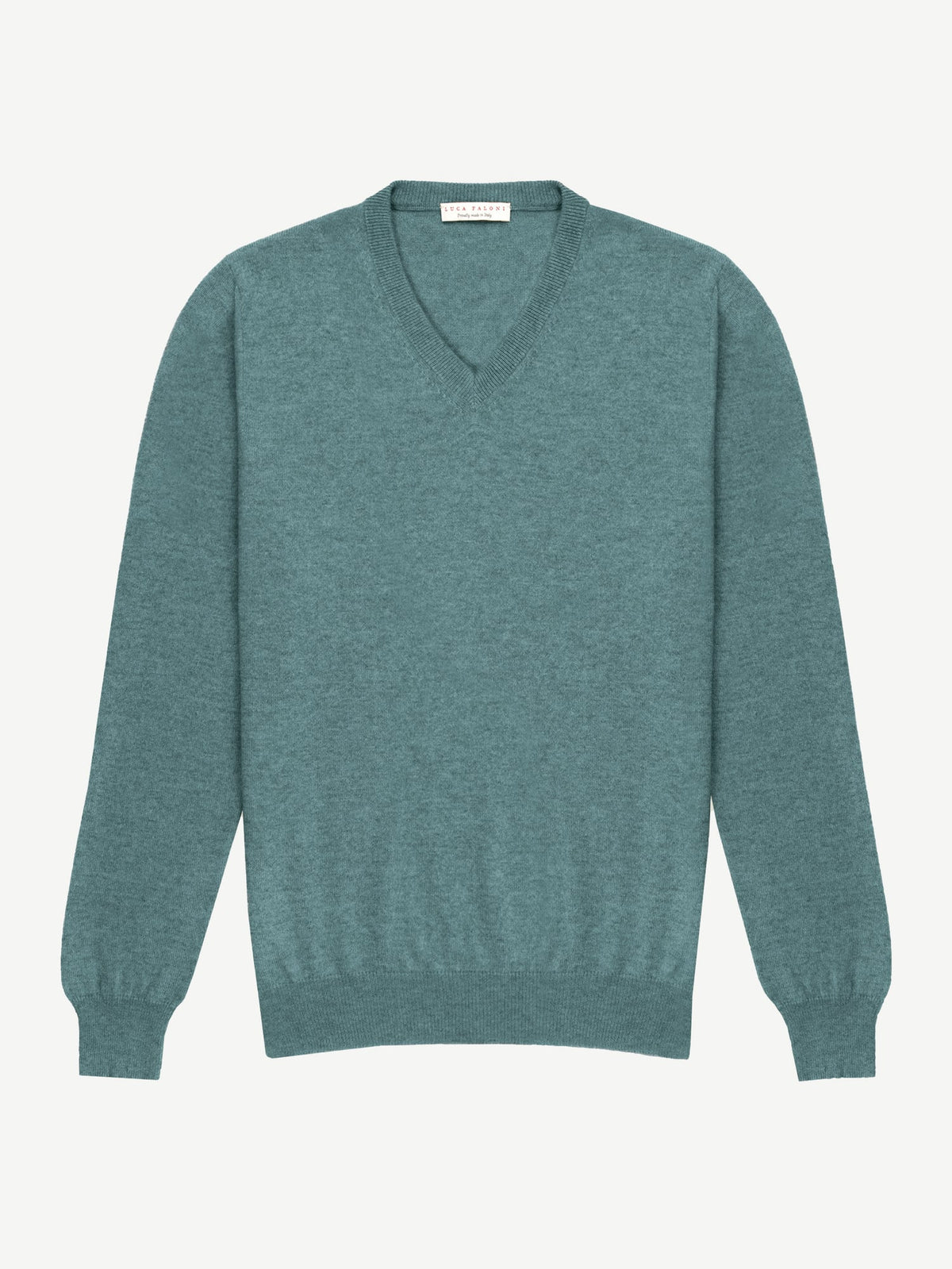 Luca Faloni 2-Ply Cashmere V Neck - Marine Green - view 4