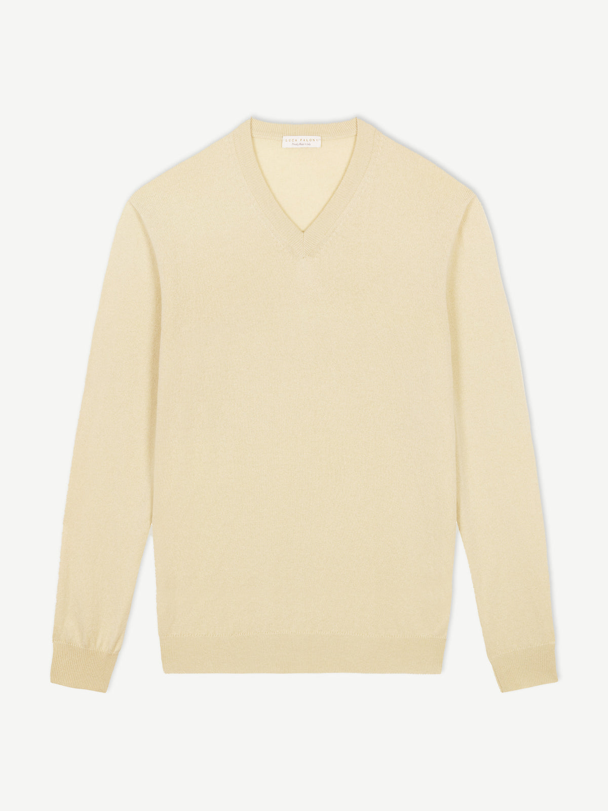 Luca Faloni 2-Ply Cashmere V Neck - Yellow - view 4