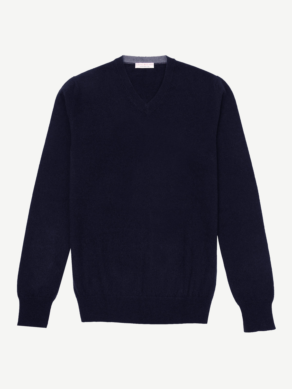 Luca Faloni 2-Ply Cashmere V Neck - Midnight Blue - view 4