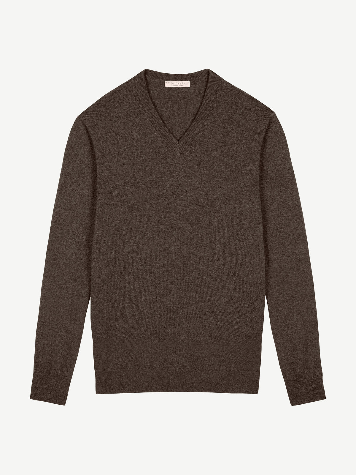 Luca Faloni 2-Ply Cashmere V Neck - Chocolate Brown - view 4