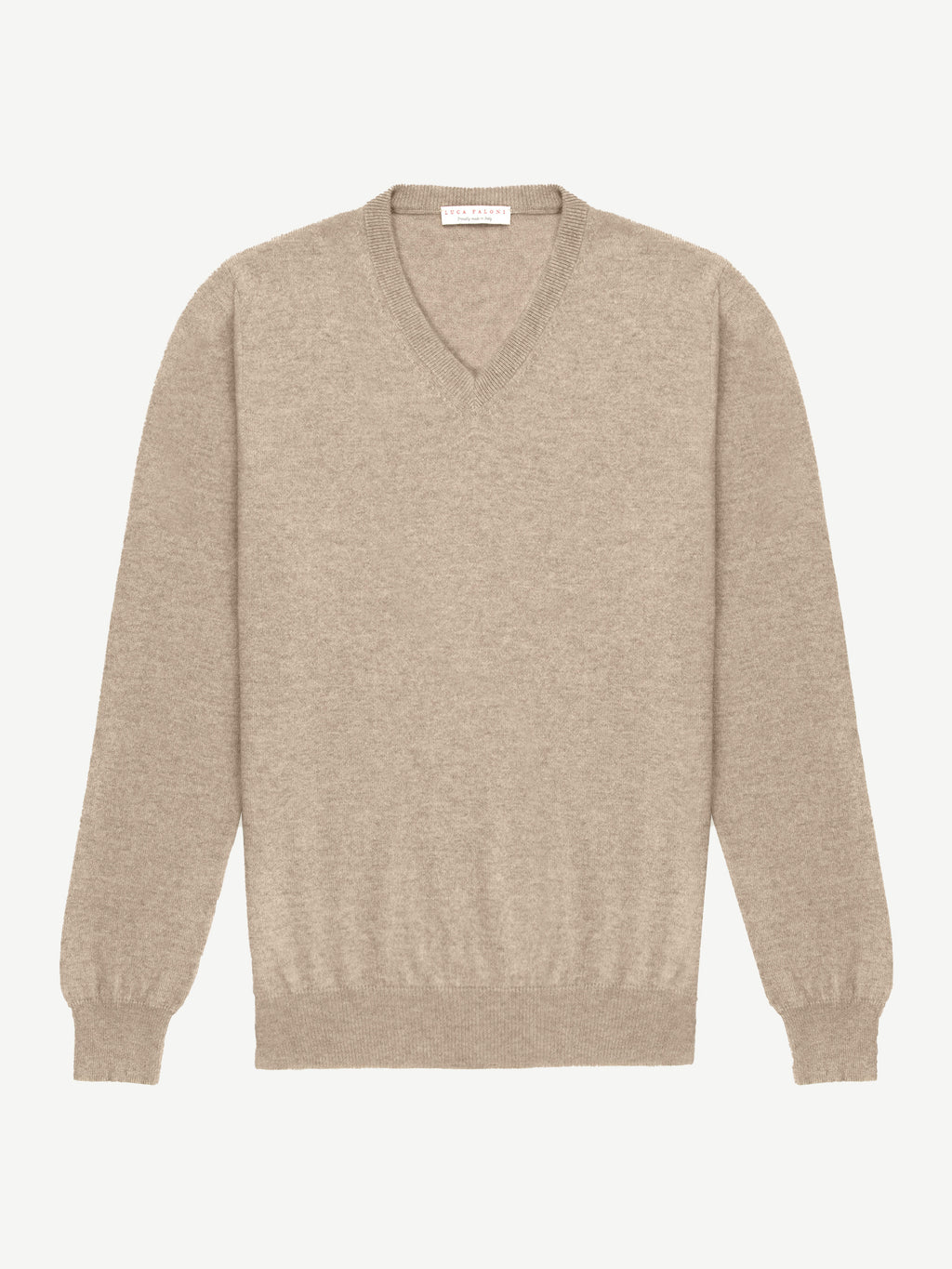 Luca Faloni 2-Ply Cashmere V Neck - Camel Beige - view 4