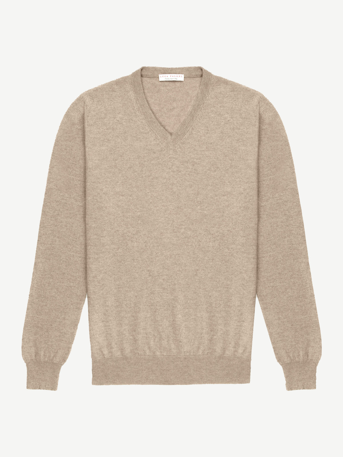 Luca Faloni 2-Ply Cashmere V Neck - Camel Beige - view 4