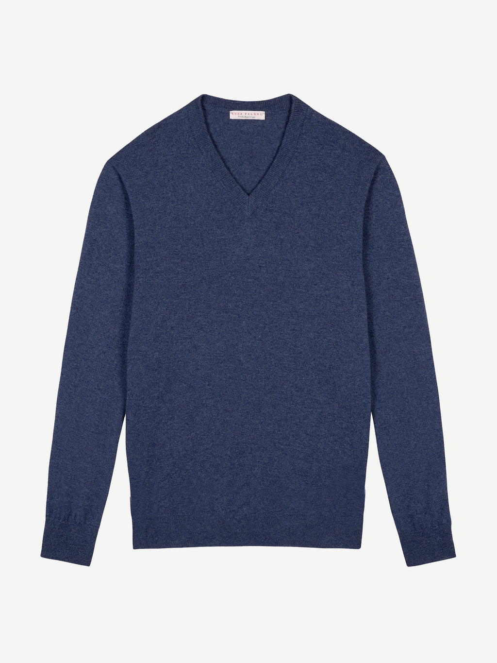 Luca Faloni 2-Ply Cashmere V Neck - Atlantic Blue - view 4
