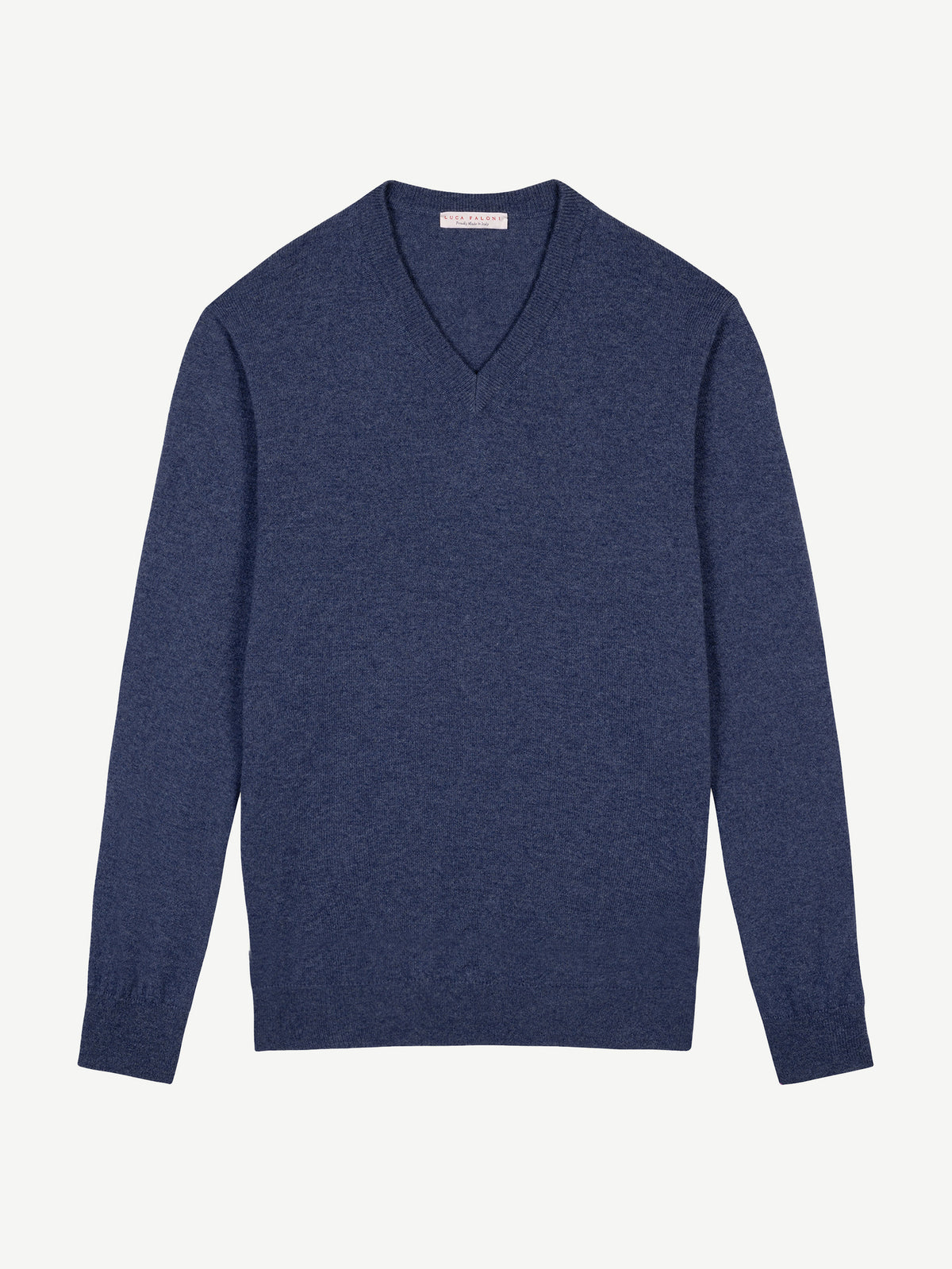 Luca Faloni 2-Ply Cashmere V Neck - Atlantic Blue - view 4