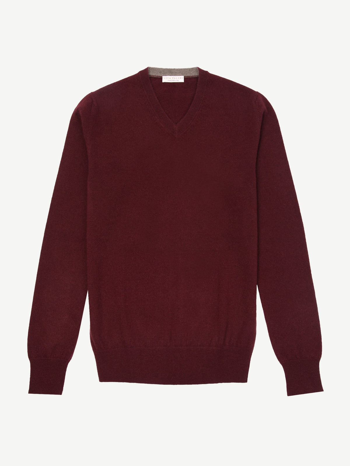 Luca Faloni 2-Ply Cashmere V Neck - Lava Red - view 4