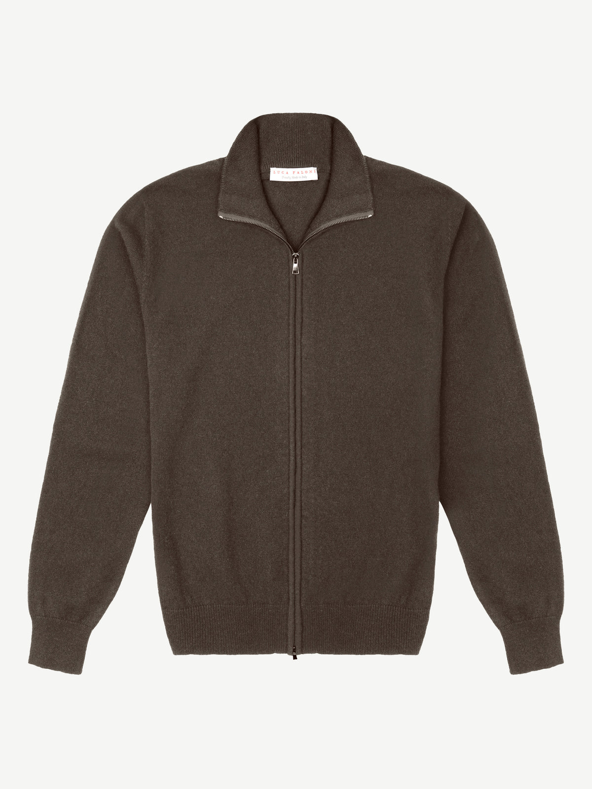 Luca Faloni 2-Ply Cashmere Zip Cardigan - Chocolate Brown - view 5