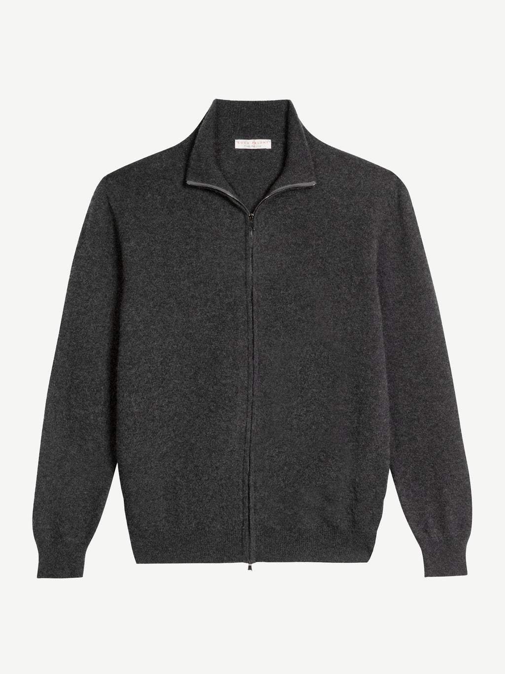 Luca Faloni 2-Ply Cashmere Zip Cardigan - Charcoal Grey - view 5