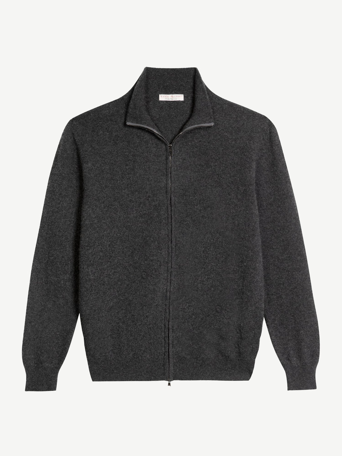 Luca Faloni 2-Ply Cashmere Zip Cardigan - Charcoal Grey - view 5