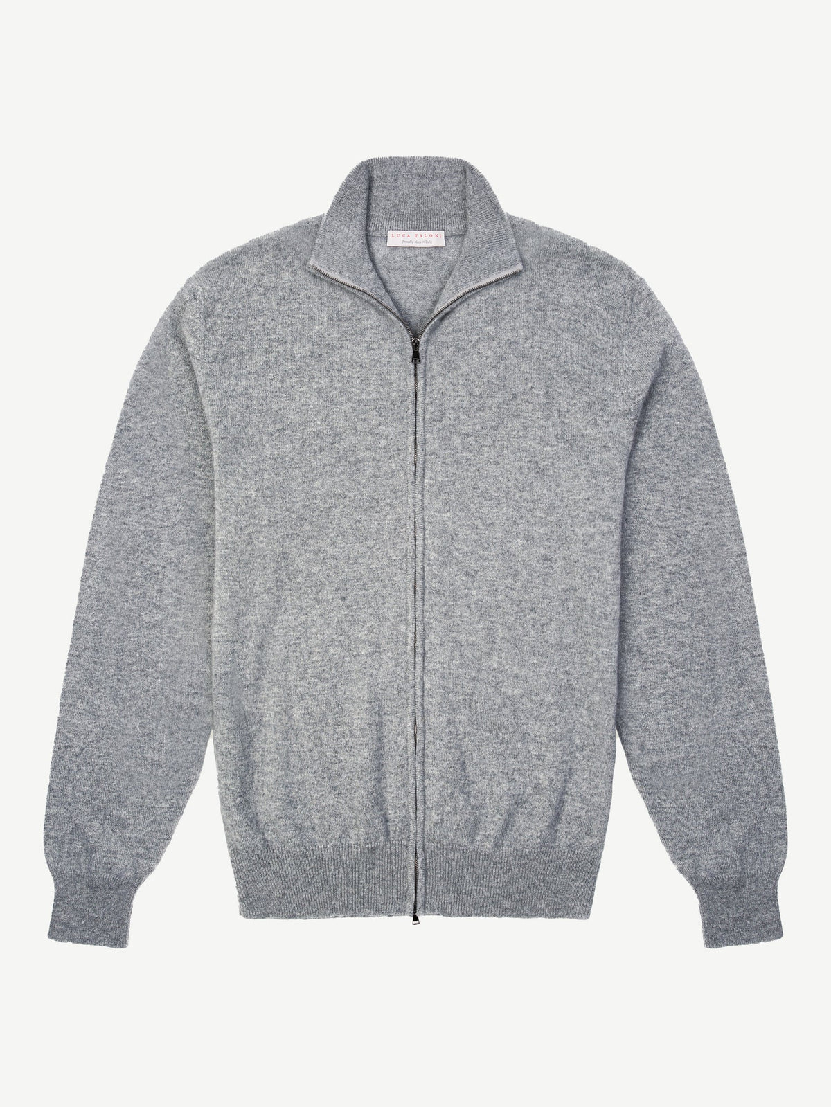 Luca Faloni 2-Ply Cashmere Zip Cardigan - Dolomiti Grey - view 5