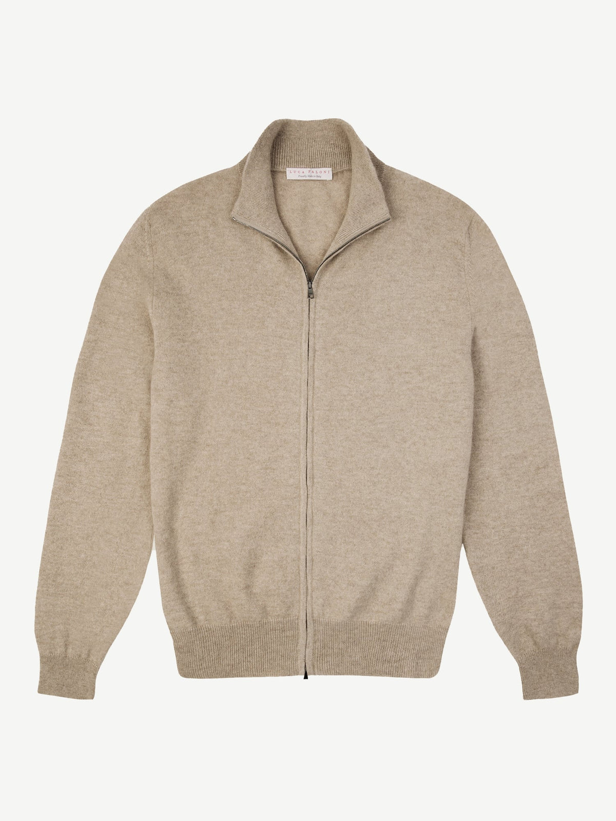 Luca Faloni 2-Ply Cashmere Zip Cardigan - Camel Beige - view 5