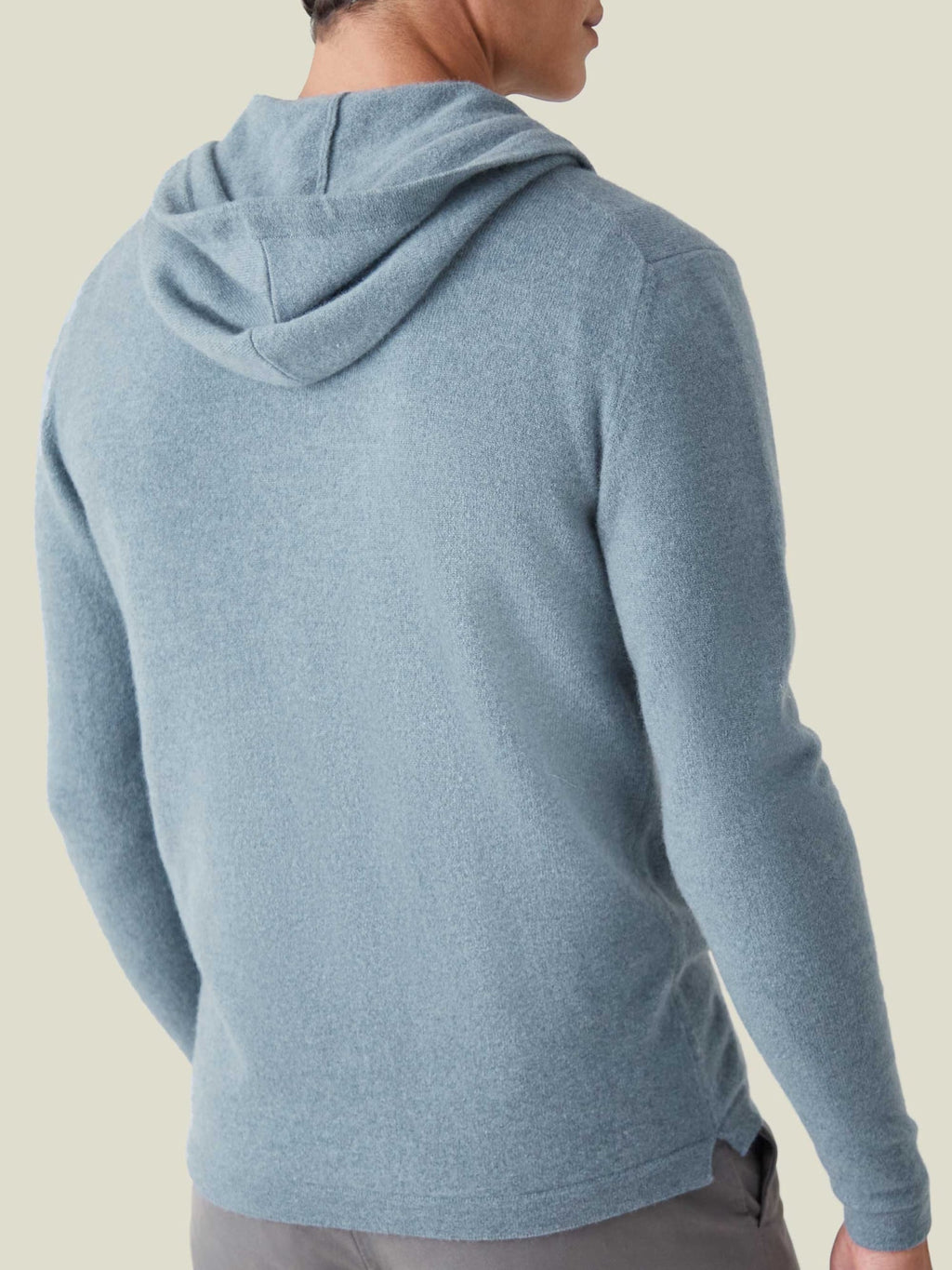 Back view of the French Blue Cashmere Zip Hoodie.