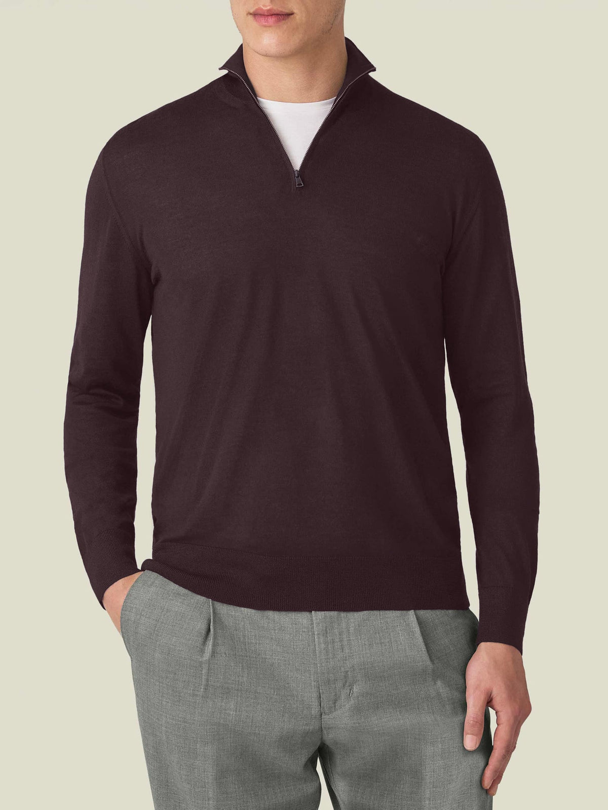 Luca Faloni Silk-Cashmere Zip-up - Grape - view 1