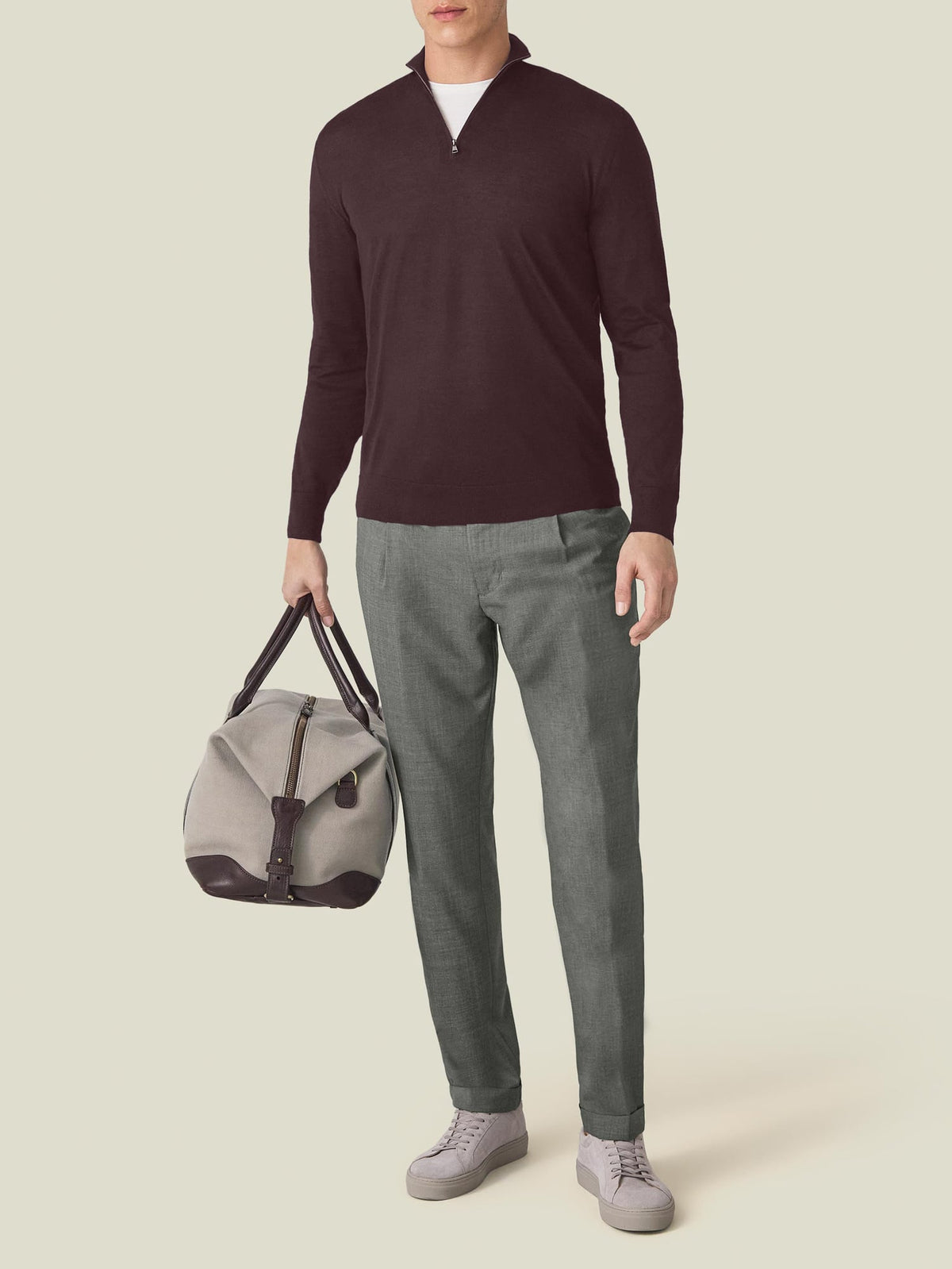 Luca Faloni Silk-Cashmere Zip-up - Grape - view 4