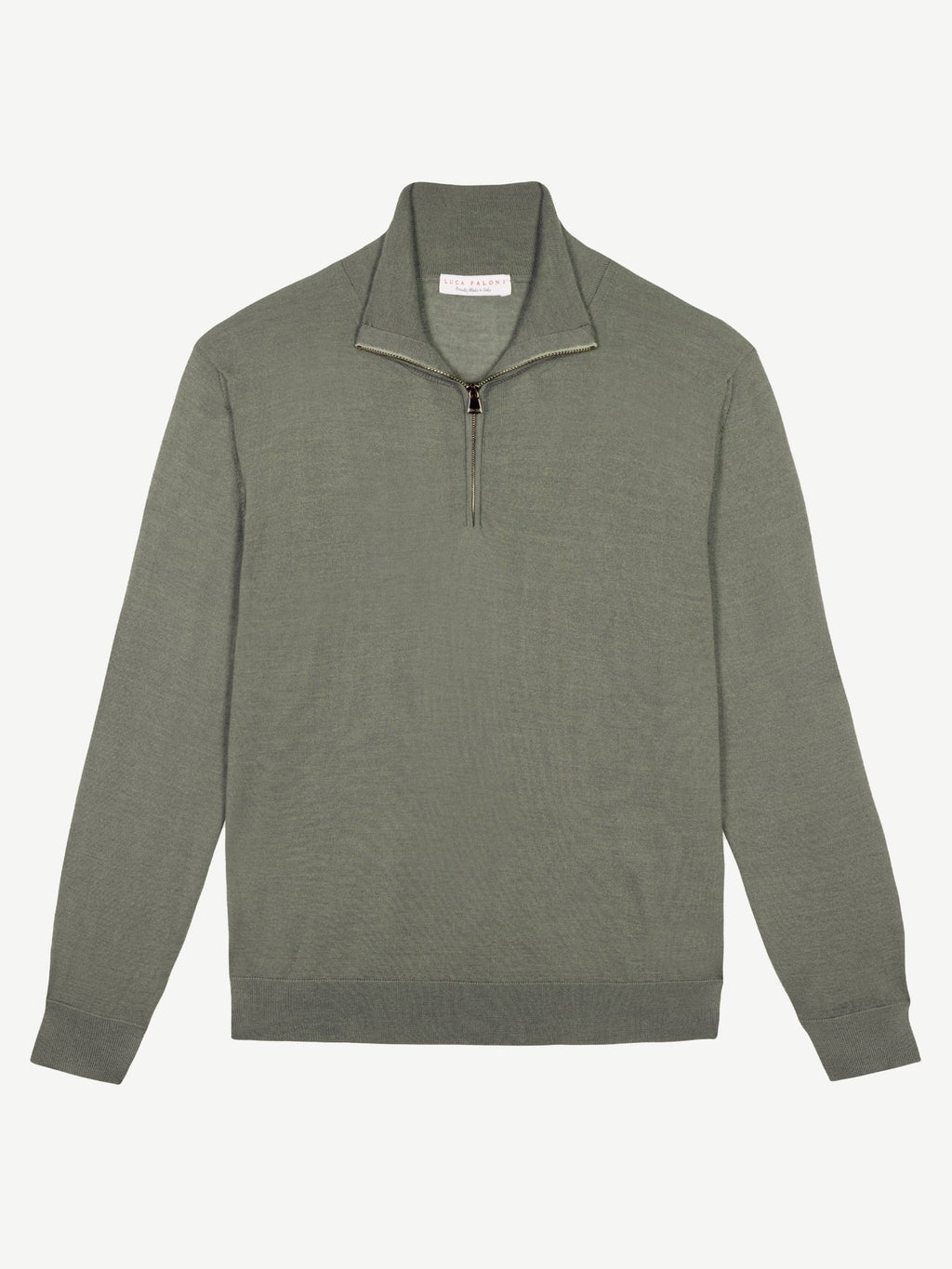 Luca Faloni Silk-Cashmere Zip-up - Moss Green - view 5