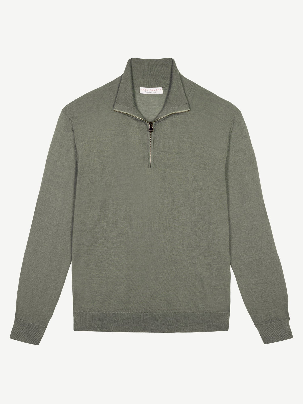 Luca Faloni Silk-Cashmere Zip-up - Moss Green - view 5