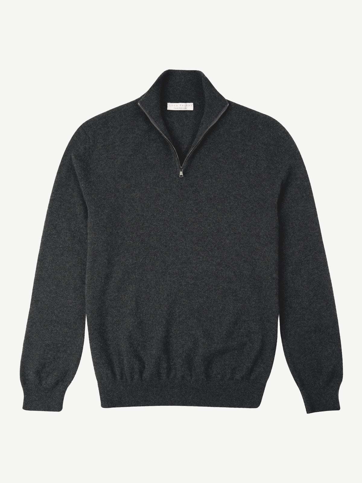 Luca Faloni 2-Ply Cashmere Zip-up - Charcoal Grey - view 5