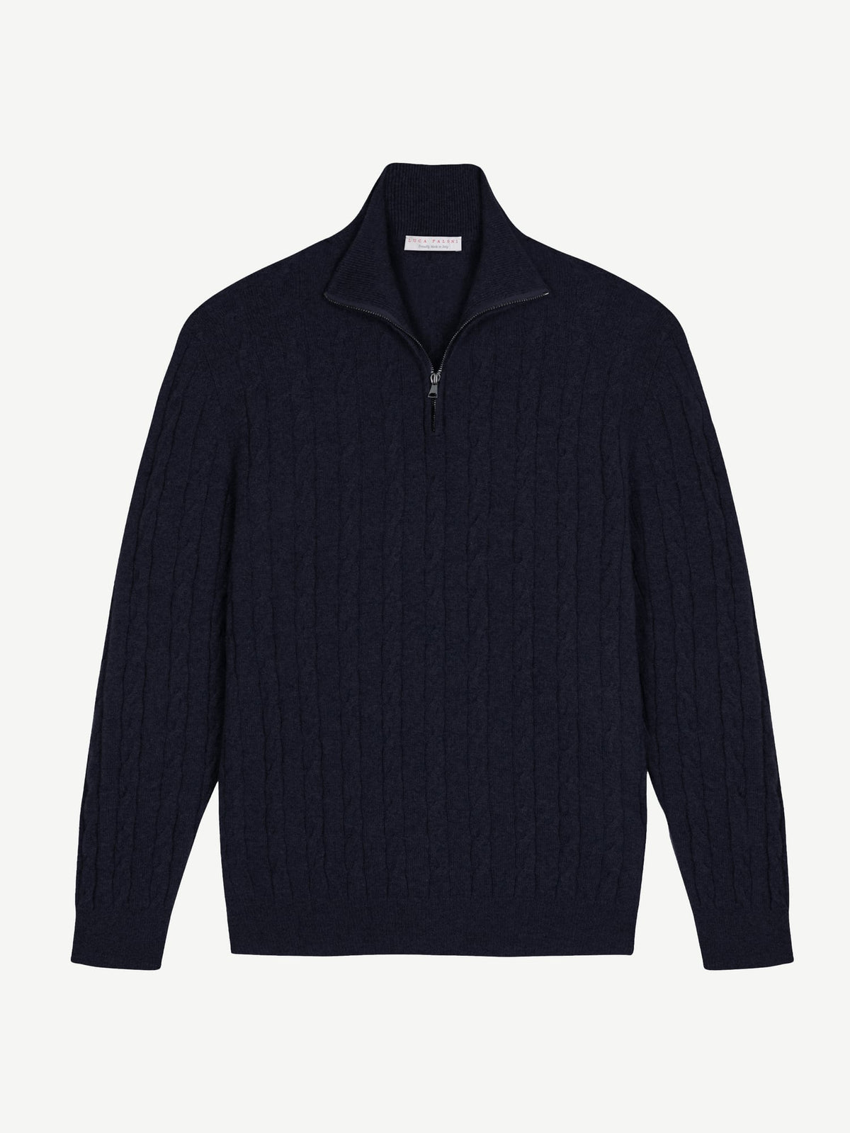 Luca Faloni 2-Ply Cashmere Cable Knit Zip-up - Midnight Blue - view 5