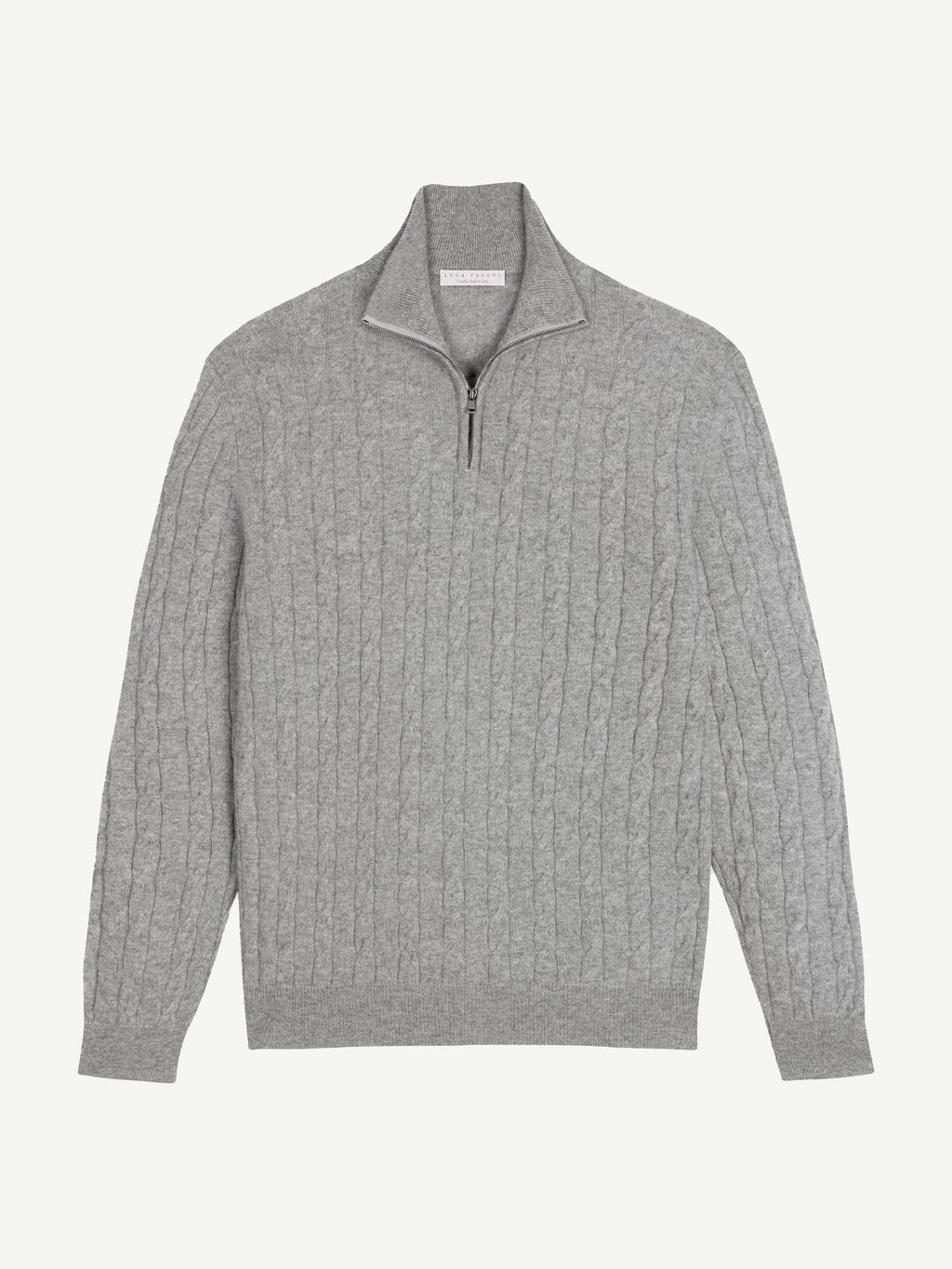 Luca Faloni 2-Ply Cashmere Cable Knit Zip-up - Dolomiti Grey - view 5