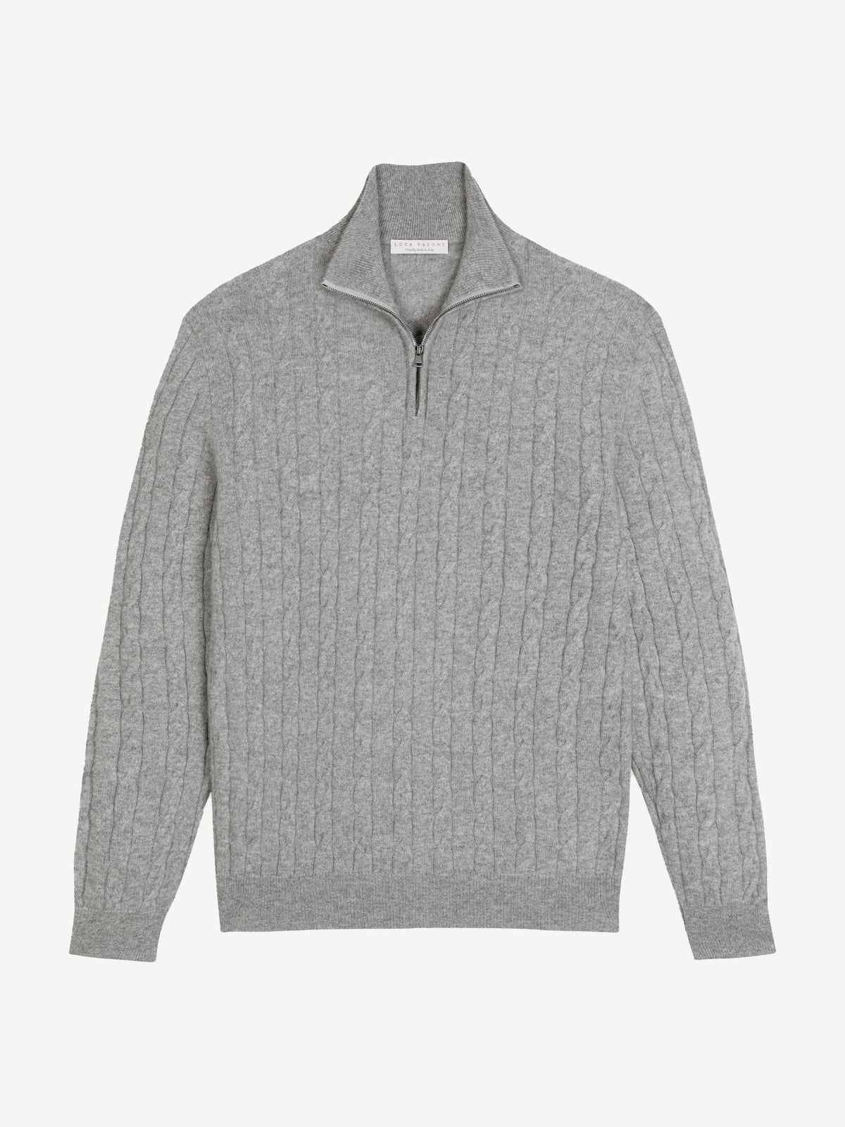 Luca Faloni 2-Ply Cashmere Cable Knit Zip-up - Dolomiti Grey - view 5
