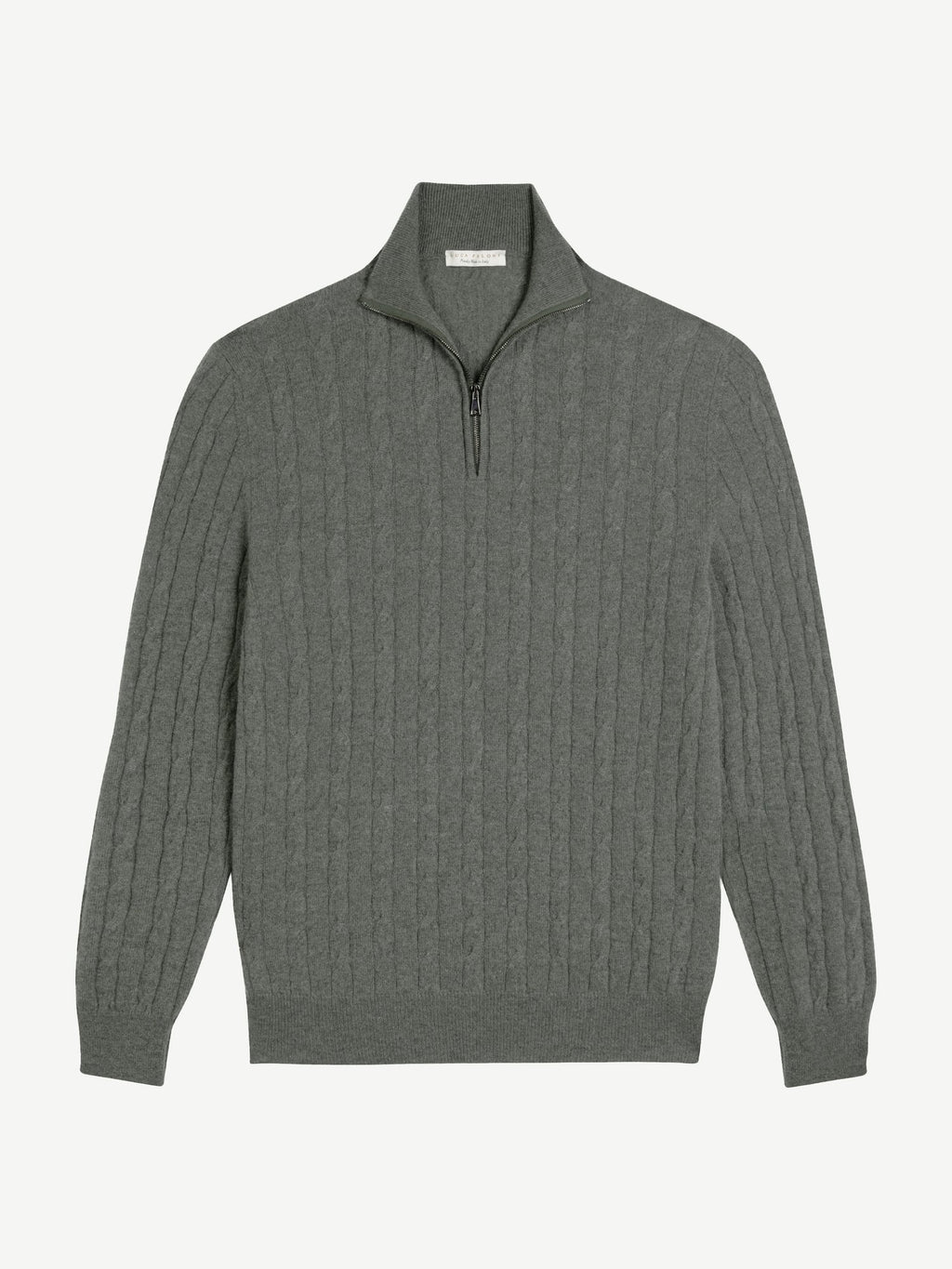 Luca Faloni 2-Ply Cashmere Cable Knit Zip-up - Moss Green - view 5